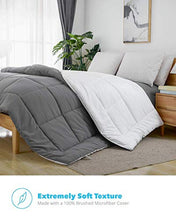 Load image into Gallery viewer, Equinox All-Season Charcoal Grey/White Quilted Comforter - Goose Down Alternative - Reversible Duvet Insert Set - Machine Washable - Plush Microfiber Fill (350 GSM) (Queen 88 x 88 Inches)
