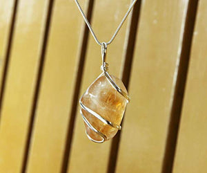 Citrine Gemstone Pendant Necklace - Natural Crystal Healing | Stone of Joy, Wealth and Abundance| Energizes Solar Plexus and Navel Chakras| Jewelry for Men & Women