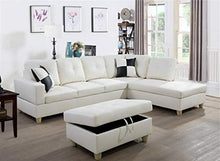 Load image into Gallery viewer, Ainehome Faux Leather 3 Piece Sectional Sofa Couch Set, L-Shaped Modern Sofa with Chaise Storage Ottoman and Pillows for Living Room Furniture, Right Hand Facing Sectional Sofa Set White
