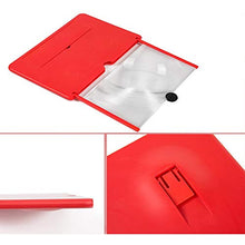 Load image into Gallery viewer, 12&quot; Screen Magnifier for Cell Phone, HD Mobile Phone Magnifier 3D Projector Screen for Movie Video Gaming, Foldable Phone Stand Accessories with Screen Amplifier, Fits All Smartphones (Red)
