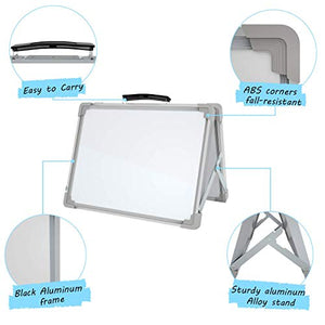 Small Dry Erase White Board,16X12Inches Portable Double-Sided Magnetic Foldable Desktop Whiteboard Easel for Kids&Home,Classroom,Office-White