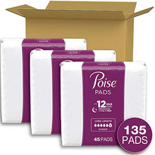 Load image into Gallery viewer, Poise Incontinence Pads for Women, Ultimate Absorbency, Long, Original Design, 135 Count (3 Packs of 45) (Packaging May Vary)
