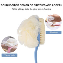 Load image into Gallery viewer, SetSail 2 Pack Shower Body Brush with Bristles and Loofah &amp; Hair Scalp Massager Shampoo Brush, Long Handle Back Scrubber for Shower, Soft Silicone Hair Scalp Scrubber, Dry and Wet Hair Brush
