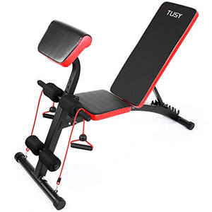 TUSY Adjustable Weight Bench for Full Body Workout Multi-Purpose Utility Weight Bench Flat Bench Press for Home and Gym