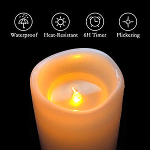 Homemory 8" x 4" Waterproof Outdoor Flameless Candles - Battery Operated Flickering LED Pillar Candles for Indoor Outdoor Lanterns, Long Lasting, Large, Set of 2