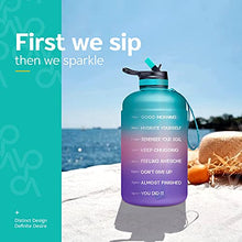 Load image into Gallery viewer, Venture Pal Large 1 Gallon Motivational Water Bottle with 2 Lids (Chug and Straw), Leakproof BPA Free Tritan Sports Water Jug with Time Marker to Ensure You Drink Enough Water Throughout The Day
