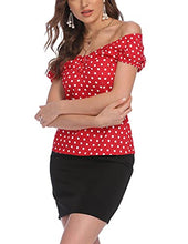 Load image into Gallery viewer, ELESOL Retro Polka Dot Tops for Women Red S
