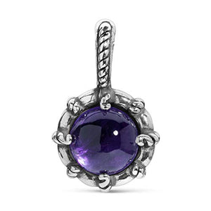 Carolyn Pollack Sterling Silver Round Shape Purple Amethyst Gemstone Pendant Enhancer