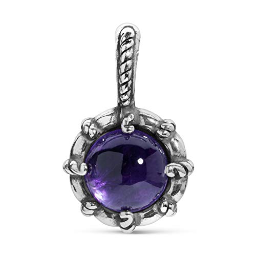 Carolyn Pollack Sterling Silver Round Shape Purple Amethyst Gemstone Pendant Enhancer