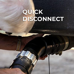 Hoss Quick Connect Hooks on Sanitary Sewer RV Adapter for Black Tank Drainage