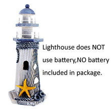 Load image into Gallery viewer, Chaomian Home Ornaments Starfish Wooden Lighthouse 10.6" High Nautical Themed Rooms Lighthouse
