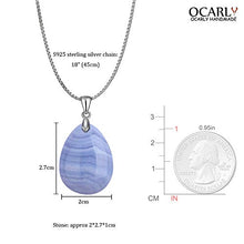Load image into Gallery viewer, OCARLY 925 Blue Lace Agate Teardrop Pendant Necklace Healing Waterdrop Stone Crystal Chakra Protection Rock
