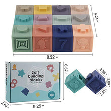 Load image into Gallery viewer, Mini Tudou Baby Blocks Soft Building Blocks Baby Toys Teethers Toy Educational Squeeze Play with Numbers Animals Shapes Textures 6 Months and Up 12PCS
