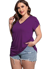 Load image into Gallery viewer, CARROTMOB Plus Size Tops for Women Summer Short Sleeve V Neck Tshirts Light Purple 2X
