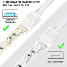 Load image into Gallery viewer, 32.8ft RGB Extension Cable Wire Cord and 10 Pcs LED Light Strip Connectors, Transparent Solderless Track Lighting Connector for Waterproof or Non Waterproof LED RGB Strip Light (4 Pin, 10 mm)
