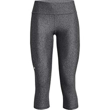Load image into Gallery viewer, Under Armour Women's HeatGear Armour Mid No-Slip Waistband Pocketed Capri , Charcoal Light Heather (019)/White , Large

