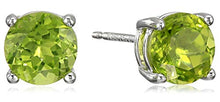Load image into Gallery viewer, Amazon Essentials Sterling Silver Round Peridot Birthstone Stud Earrings (August)

