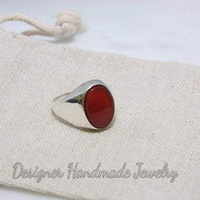 Load image into Gallery viewer, Carnelian Ring, Men&#39;s Signet Ring, Men&#39;s Silver Ring, Gifts For Him, Gemstone Ring, 925 Sterling Silver Ring, Flat Oval Gemstone Ring, Wedding Mens Ring
