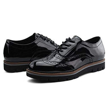 Load image into Gallery viewer, JABASIC Women Oxford Shoes Lace Up Wingtip Brogue Shoes (9M,Black New)
