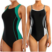 Load image into Gallery viewer, beautyin Women's Wide Straps Tummy Control Sport Swimsuit and Thin Straps Color Block Splicing One Piece Bathing Suit Bundle

