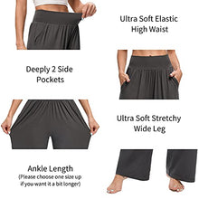 Load image into Gallery viewer, ASIMOON Yoga Pants for Women with Pockets Comfy Wide Leg Sweatpants Soft High Waist Womens Lounge Running Pajama Pants Dark Grey
