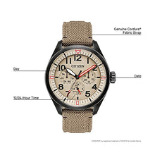 Load image into Gallery viewer, Citizen Eco-Drive Garrison Quartz Mens Watch, Stainless Steel with Nylon strap, Field watch, Khaki (Model: BU2055-08X)
