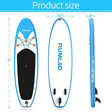 Load image into Gallery viewer, Rumlad Inflatable Stand Up Paddle Board 4 Inches Thick with One-Way Sup Dedicated Pump&amp;Backpack,Adjustable Special Pulp,Simple Foot Rope,Waterproof Cell Phone Bag,Youth &amp; Adult,Blue
