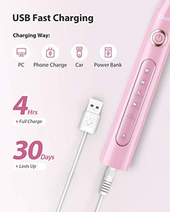 Electric Toothbrush Clean as Dentists, Rechargeable Sonic Toothbrushes Built-in Smart Timer and 5 Deep Cleaning Modes, with 3 Replacement Brush Heads, Waterproof, Pink