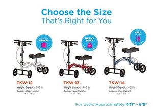 NOVA Medical Products Heavy Duty Knee Scooter, Steerable Knee Scooter with 400 lb Weight Capacity, Bariatric Knee Walker, Crutch Alternative, Metallic Red Color