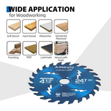 Load image into Gallery viewer, Amoolo 4-1/2" 24T Arbor Circular Saw Blade for Cutting Wood, Plastic and Wood Composite with 5/8" Arbor (4.5"-3pcs)
