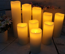 Load image into Gallery viewer, Vinkor Flameless Candles Battery Operated Candles 4&quot; 5&quot; 6&quot; 7&quot; 8&quot; 9&quot; Set of 9 Ivory Real Wax Pillar LED Candles with 10-Key Remote and Cycling 24 Hours Timer
