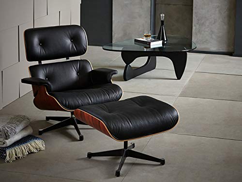Load image into Gallery viewer, Mid Century Lounge Chair and Ottoman, Expanded Size Classic Modern Chair, Top Grain Leather Palisander Wood, Heavy Duty Base Support for Living Room, Study, Lounge, Office