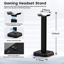 Load image into Gallery viewer, Headphone Stand Gaming Headset Holder with RGB Light,Suitable for Most Headphone Such as Gaming Headphone/Bluetooth Headphone/Telephone Headset (Basic Black)
