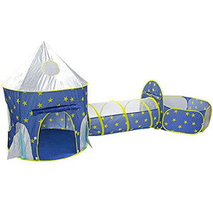ELEOPTION Kids Play Tent Indoor Outdoor 3-in-1 Space Ship Play Tent for Boys Girls, Babies and Toddlers, Folding Kids Play Tent with Tunnel, Ball Pit Playhouse