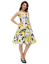 Load image into Gallery viewer, Belle Poque 1950s Retro Party Yellow Lemon Print Homecoming Dress L BP416-3
