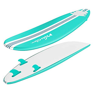 Wavestorm-15th Anniversary Edition Soft Top Foam 8ft Surfboard | for Beginners and All Levels | Includes Accessories | Leash and Multiple Fin Options, Turquoise pinline