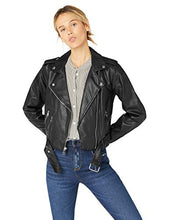 Load image into Gallery viewer, Levi&#39;s Women&#39;s Faux Leather Asymmetrical Belted Motorcycle Jacket (Regular and Plus Sizes), black, Large
