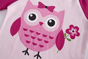Owl Little Girls Short Sleeve Pajama Sets 100% Cotton Pjs Size 7