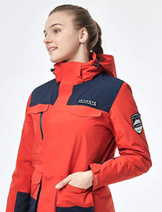 ANKIKI Women's Snowboard Ski Jackets 3 in 1 Winter Waterproof Snow Coat Warm Hooded Parka with Detachable Liner,Orange,XXL