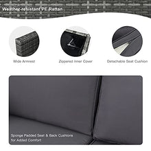 Load image into Gallery viewer, Tangkula 9 Pieces Patio Rattan Furniture Set, Patiojoy Sectional Sofa Set w/Fire Pit Table, Storage Box, Coffee Table, Outdoor Wicker Conversation Set w/ 42” Propane Fire Pit Table (Grey)
