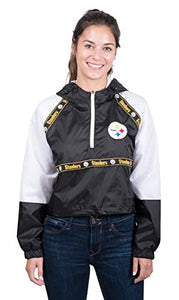 Ultra Game NFL Pittsburgh Steelers Womens Quarter Zip Hoodie Windbreaker Play Action Jacket, Team Color, X-Large