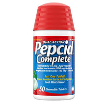 Load image into Gallery viewer, Pepcid Complete Acid Reducer + Antacid Chewable Tablets, Heartburn Relief, Mint, 50 ct
