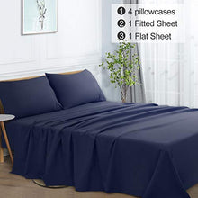 Load image into Gallery viewer, VERZEY Bed Sheet Microfiber 1200tc Soft Cozy Brushed Cooling Wrinkle, Tear, Fade-Resistant Deep Pocket(Navy Blue, Queen, 6 Pieces)
