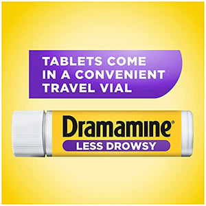 Dramamine Motion Sickness Less Drowsy, Travel Vial, 8 Count ( Pack of 1)