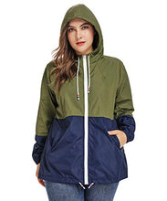 Load image into Gallery viewer, Women&#39;s Waterproof Raincoat Outdoor Hooded Rain Jacket Windbreaker Army Green XXL
