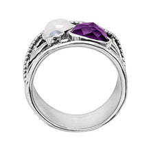 Load image into Gallery viewer, Silpada 'Heavenly' 3 ct Moonstone &amp; Natural Amethyst Ring in Sterling Silver, Size 8
