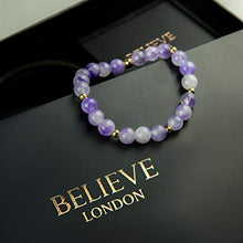 Load image into Gallery viewer, Believe London Amethyst Bracelet Gemstone Healing Chakra Anxiety Crystal Natural Stone Men Women Stress Relief Reiki Yoga Diffuser Semi Precious
