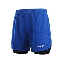 Load image into Gallery viewer, Lixada Men's 2-in-1 Running Shorts Quick Drying Breathable Active Training Exercise Jogging Cycling Shorts Blue
