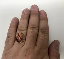 Load image into Gallery viewer, KAR 925K STERLING SILVER NATURAL VEINY AGATE (Aqeeq) MEN&#39;S RING USA SELLER K32F (8)
