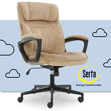Load image into Gallery viewer, Serta Hannah Executive Microfiber Office Chair with Headrest Pillow, Adjustable Ergonomic with Lumbar Support, Soft Fabric, Beige
